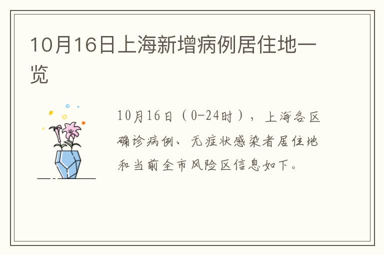 10月16日上海新增病例居住地一览