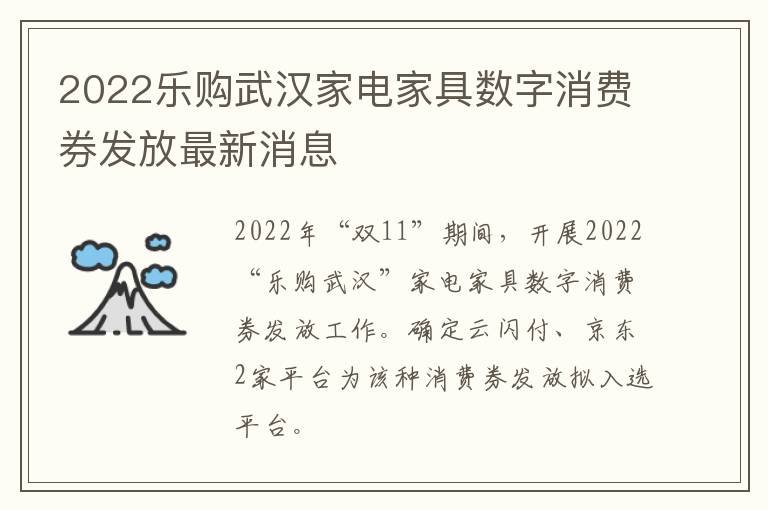 2022乐购武汉家电家具数字消费券发放最新消息