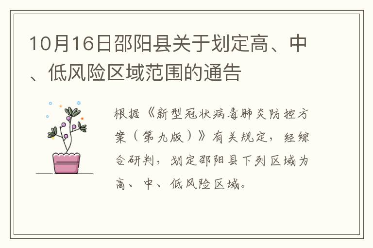 10月16日邵阳县关于划定高、中、低风险区域范围的通告
