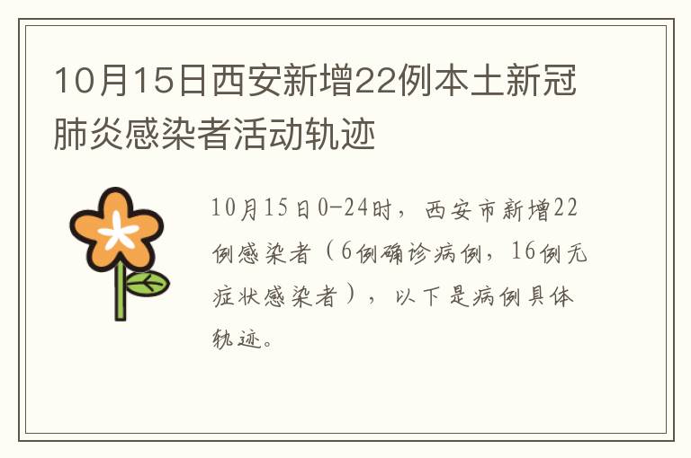 10月15日西安新增22例本土新冠肺炎感染者活动轨迹