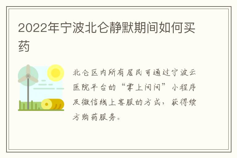 2022年宁波北仑静默期间如何买药