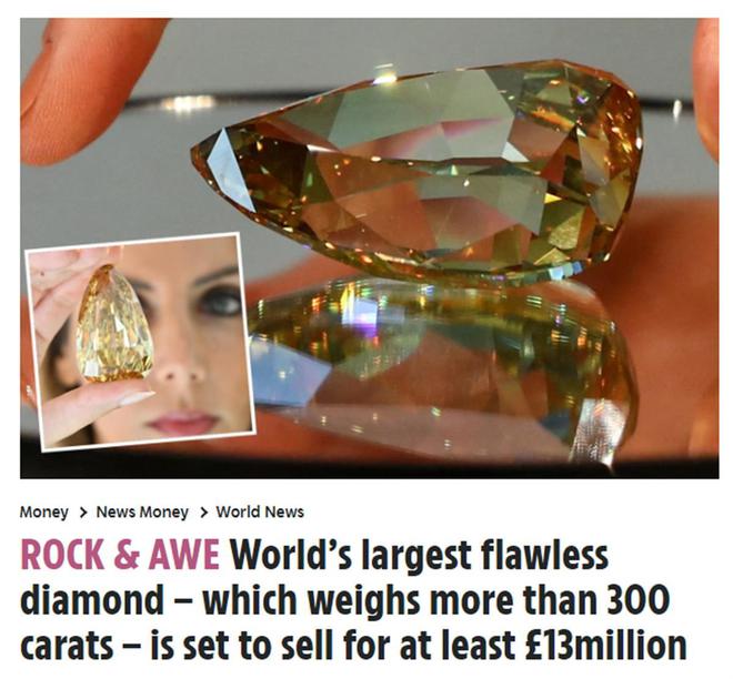 全球最大无暇钻石在迪拜展出，市场估价约为1亿多元