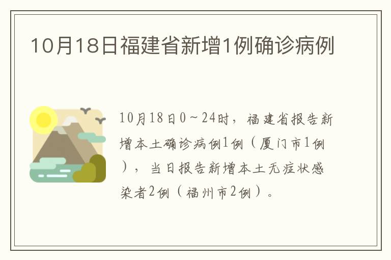 10月18日福建省新增1例确诊病例