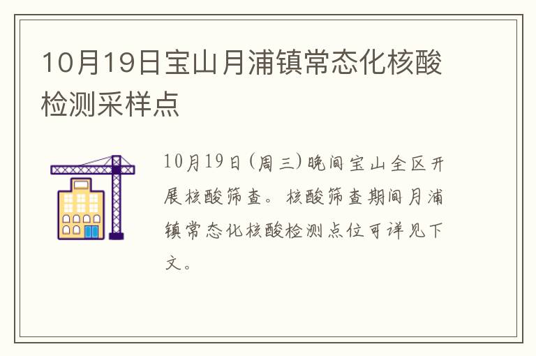 10月19日宝山月浦镇常态化核酸检测采样点
