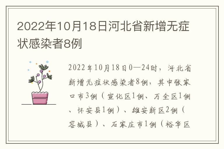 2022年10月18日河北省新增无症状感染者8例
