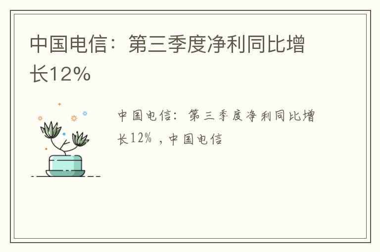中国电信：第三季度净利同比增长12%