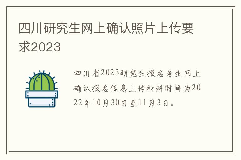 四川研究生网上确认照片上传要求2023