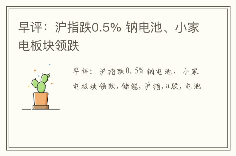 早评：沪指跌0.5% 钠电池、小家电板块领跌