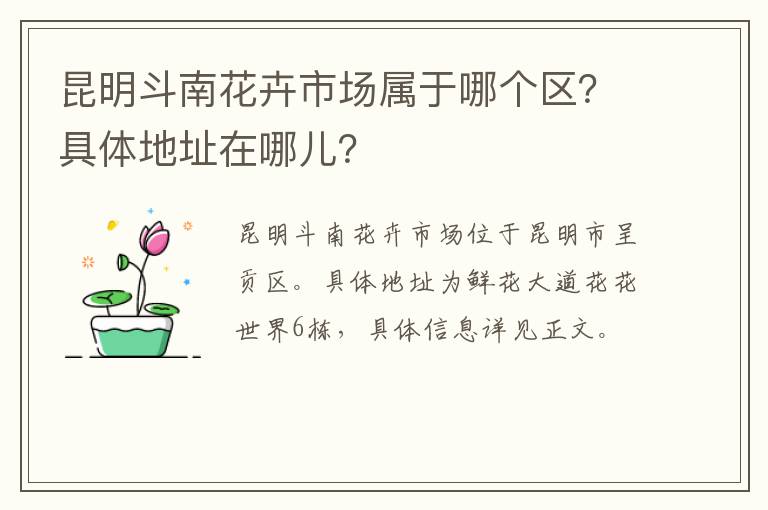 昆明斗南花卉市场属于哪个区？具体地址在哪儿？