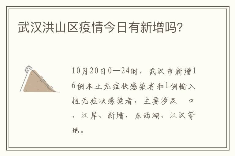 武汉洪山区疫情今日有新增吗？