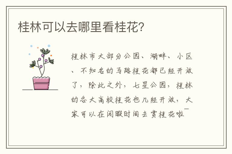 桂林可以去哪里看桂花？