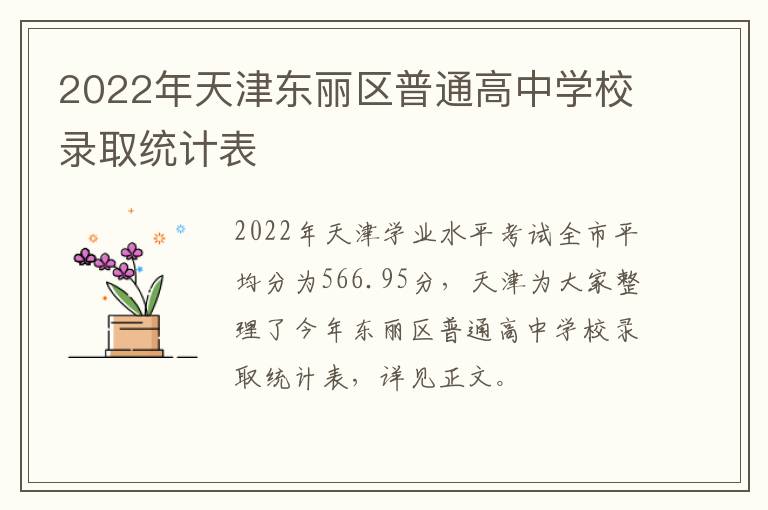 2022年天津东丽区普通高中学校录取统计表