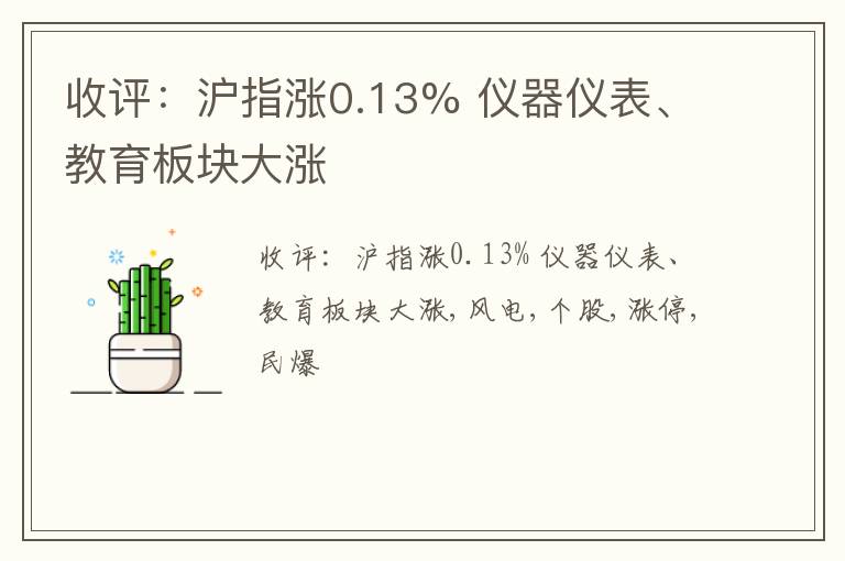 收评：沪指涨0.13% 仪器仪表、教育板块大涨