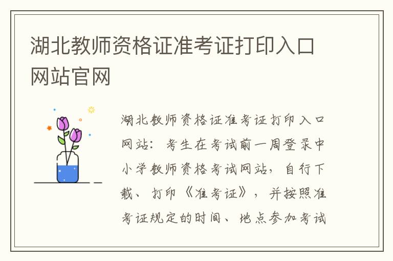 湖北教师资格证准考证打印入口网站官网