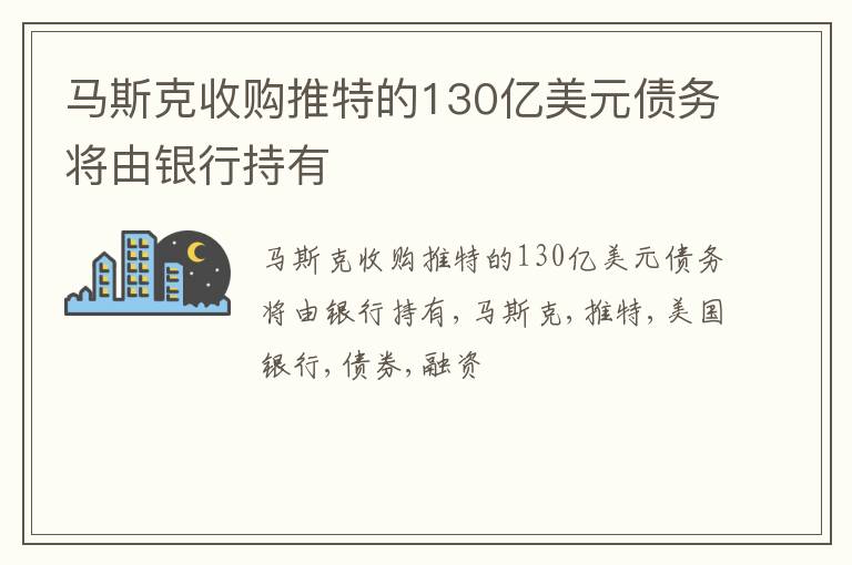 马斯克收购推特的130亿美元债务将由银行持有