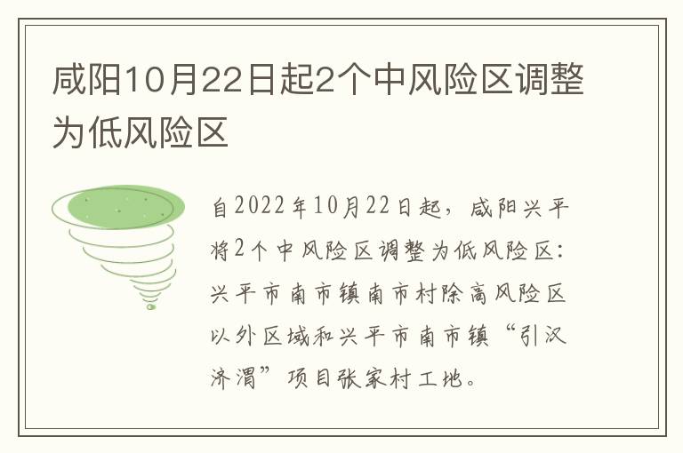 咸阳10月22日起2个中风险区调整为低风险区