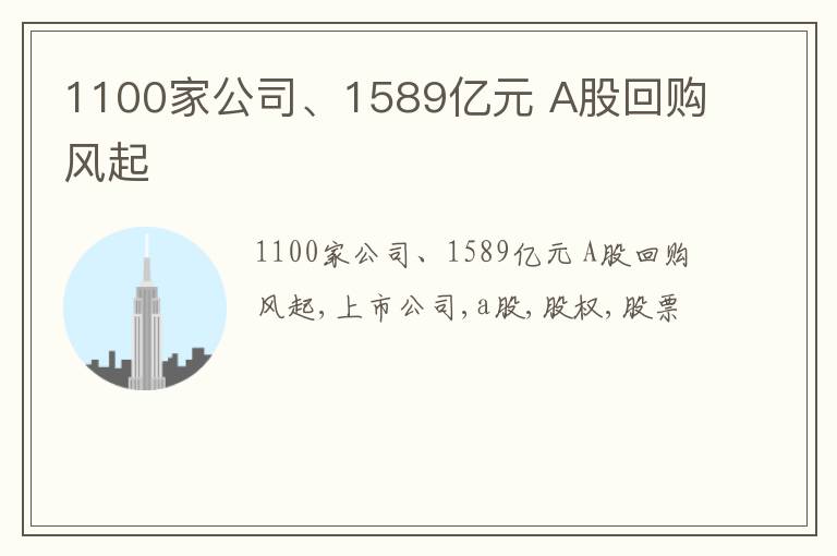 1100家公司、1589亿元 A股回购风起