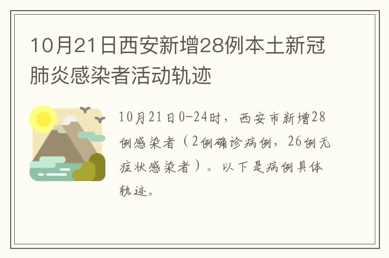 10月21日西安新增28例本土新冠肺炎感染者活动轨迹