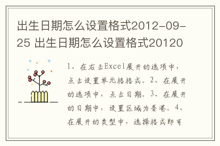 出生日期怎么设置格式2012-09-25 出生日期怎么设置格式20120925