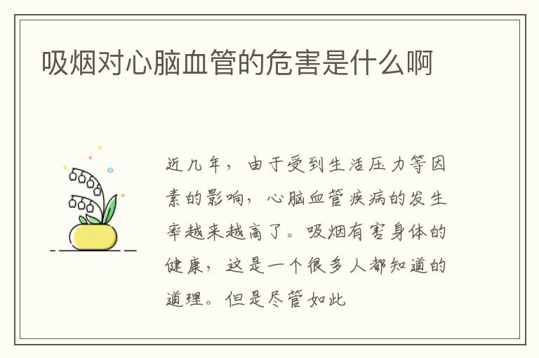 吸烟对心脑血管的危害是什么啊