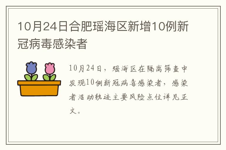 10月24日合肥瑶海区新增10例新冠病毒感染者