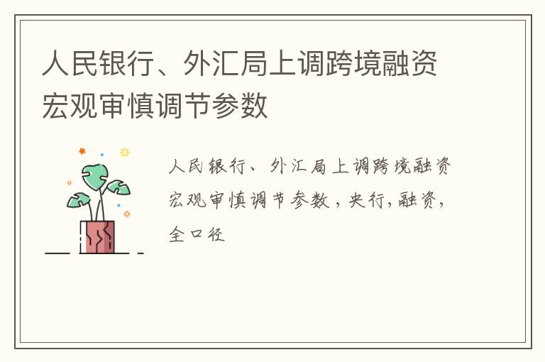 人民银行、外汇局上调跨境融资宏观审慎调节参数