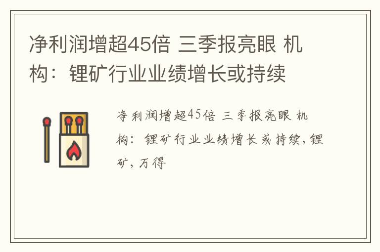 净利润增超45倍 三季报亮眼 机构：锂矿行业业绩增长或持续