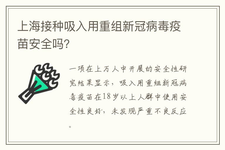 上海接种吸入用重组新冠病毒疫苗安全吗？