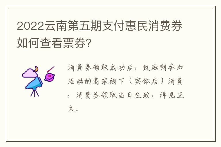 2022云南第五期支付惠民消费券如何查看票券？
