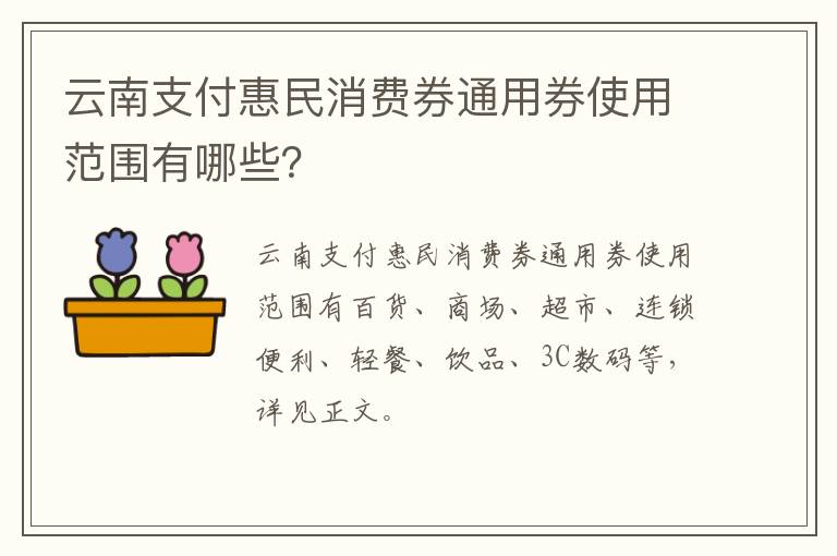 云南支付惠民消费券通用券使用范围有哪些？