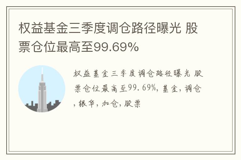 权益基金三季度调仓路径曝光 股票仓位最高至99.69%