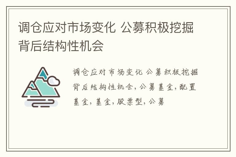 调仓应对市场变化 公募积极挖掘背后结构性机会