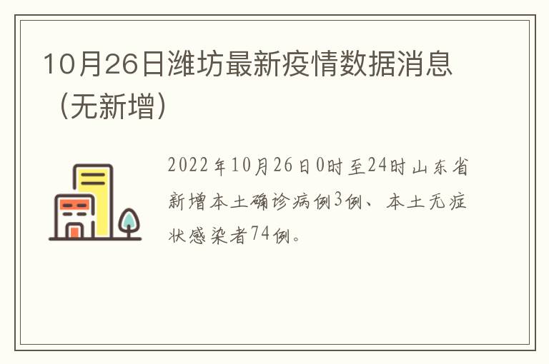 10月26日潍坊最新疫情数据消息（无新增）