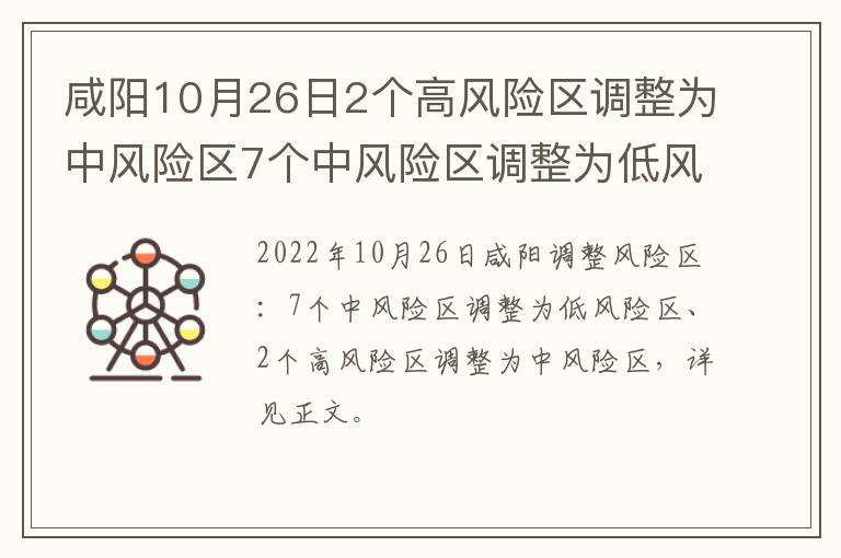 咸阳10月26日2个高风险区调整为中风险区7个中风险区调整为低风险区