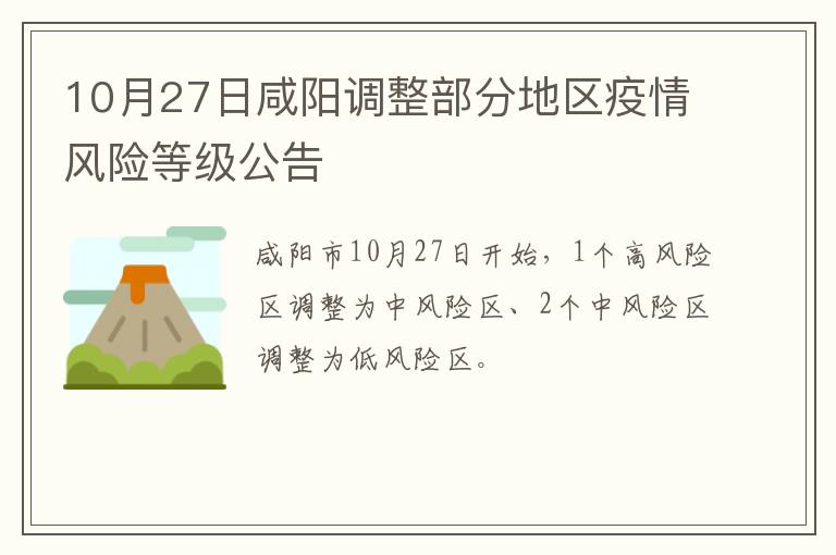 10月27日咸阳调整部分地区疫情风险等级公告
