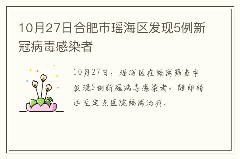 10月27日合肥市瑶海区发现5例新冠病毒感染者