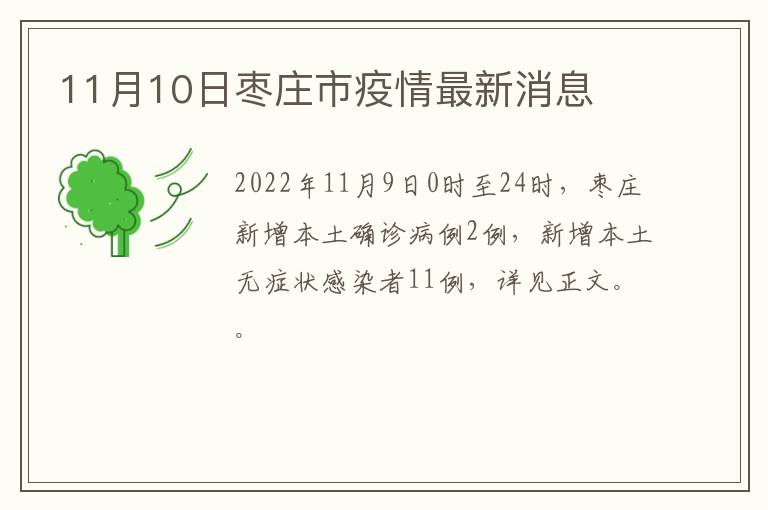 11月10日枣庄市疫情最新消息