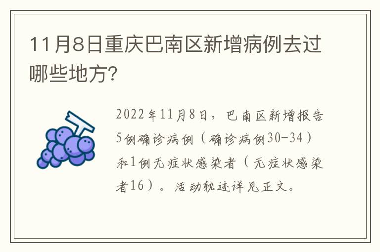 11月8日重庆巴南区新增病例去过哪些地方？