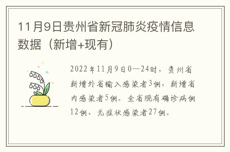 11月9日贵州省新冠肺炎疫情信息数据（新增+现有）