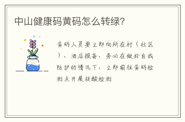中山健康码黄码怎么转绿？