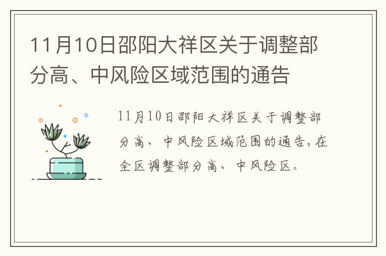 11月10日邵阳大祥区关于调整部分高、中风险区域范围的通告