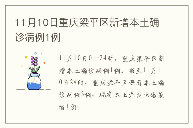 11月10日重庆梁平区新增本土确诊病例1例