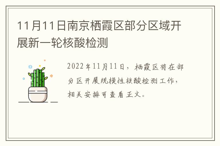 11月11日南京栖霞区部分区域开展新一轮核酸检测