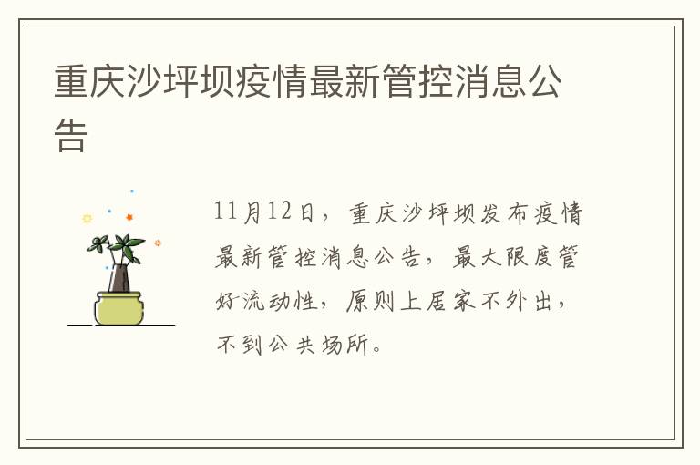 重庆沙坪坝疫情最新管控消息公告
