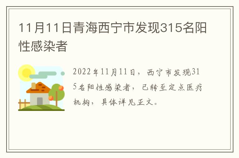 11月11日青海西宁市发现315名阳性感染者