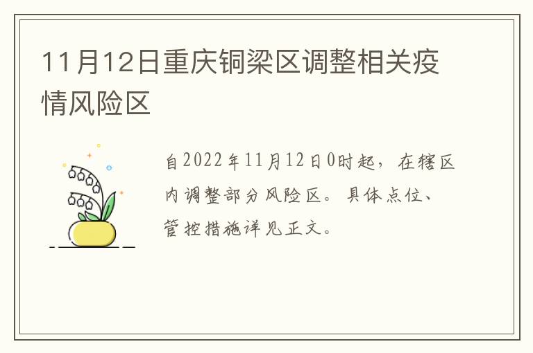 11月12日重庆铜梁区调整相关疫情风险区