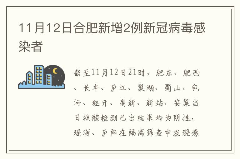 11月12日合肥新增2例新冠病毒感染者