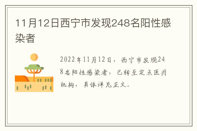 11月12日西宁市发现248名阳性感染者
