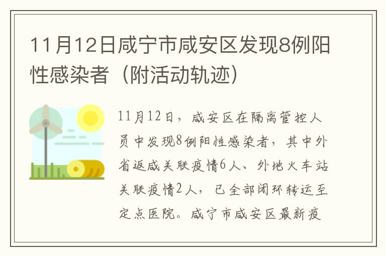 11月12日咸宁市咸安区发现8例阳性感染者（附活动轨迹）