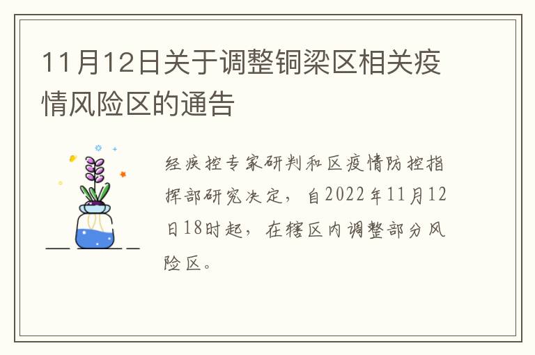 11月12日关于调整铜梁区相关疫情风险区的通告